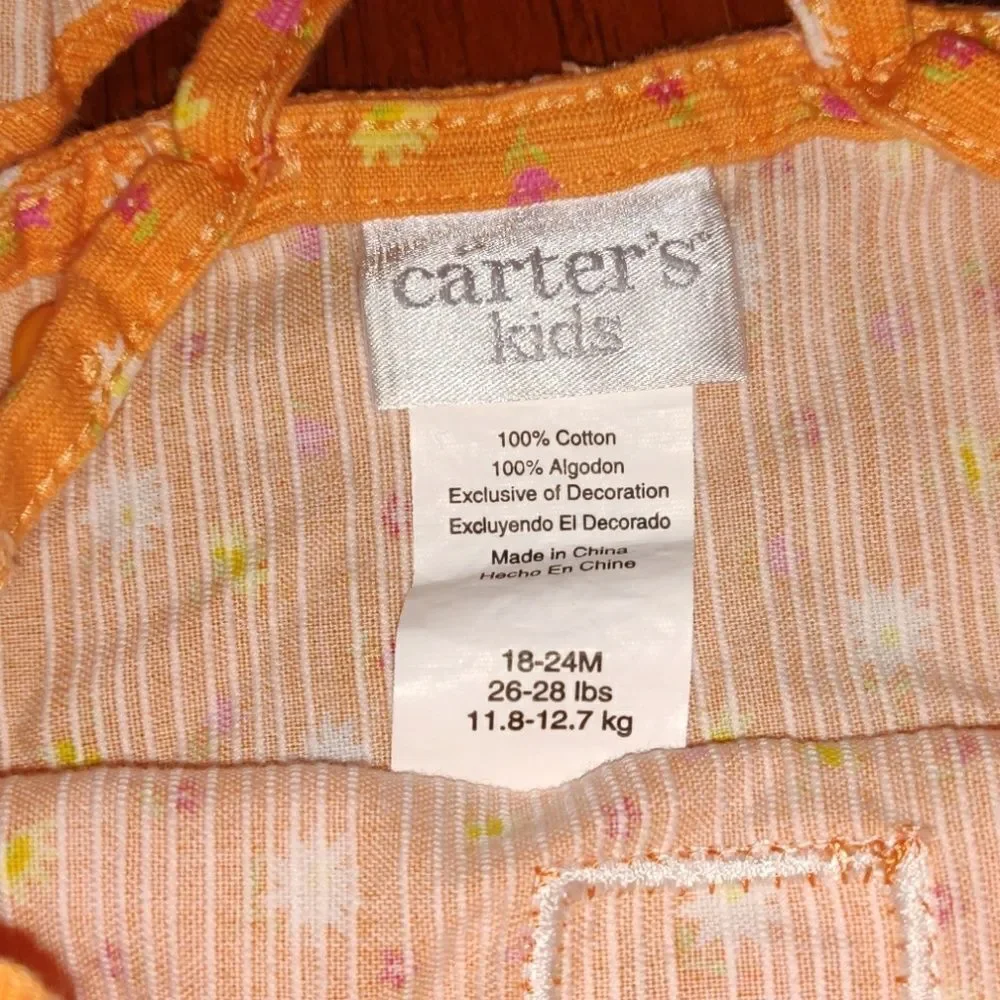 Carter's Orange Flower Print‎ Romper Size 18-24 Months